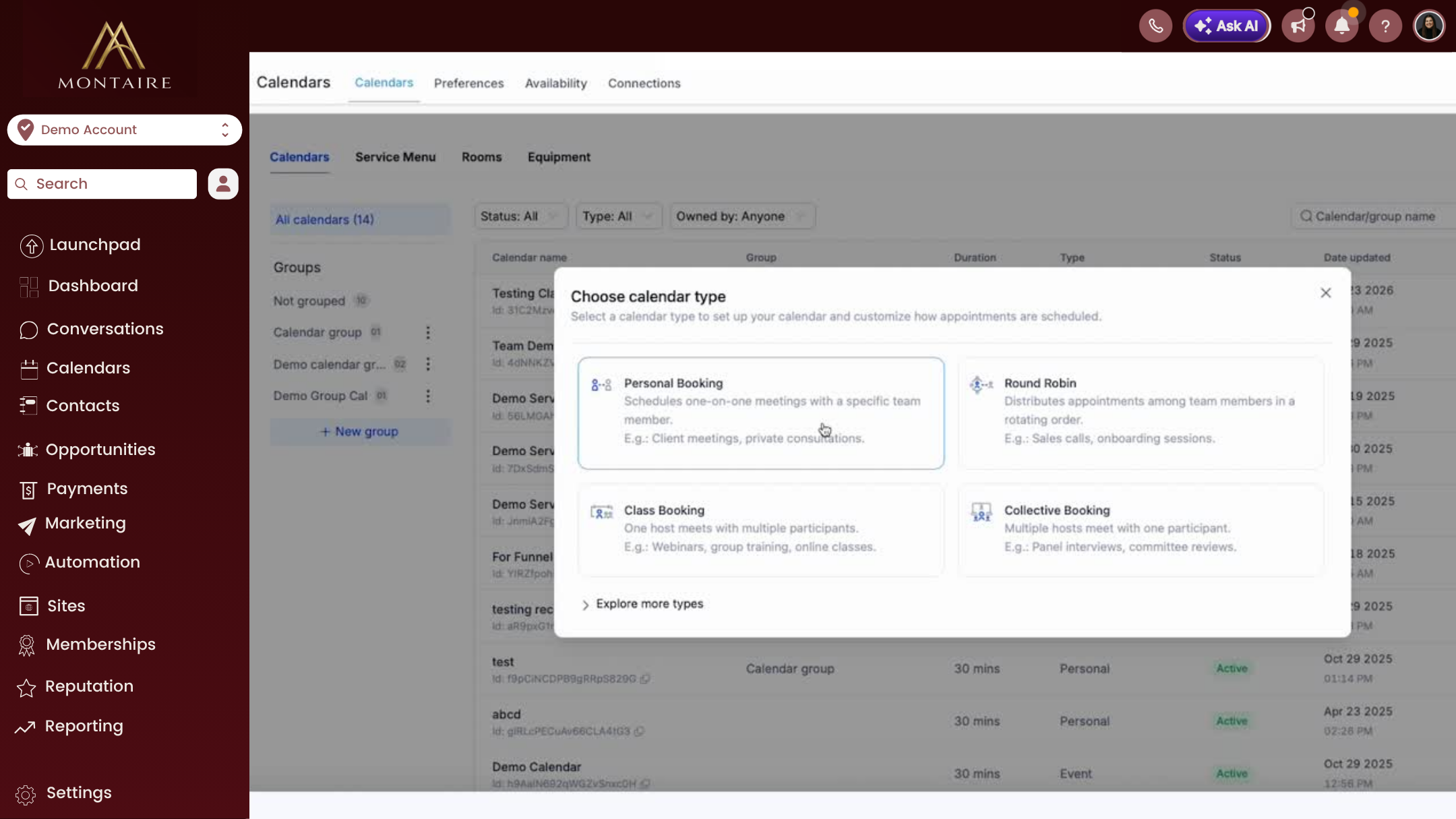 Scheduling screenshot